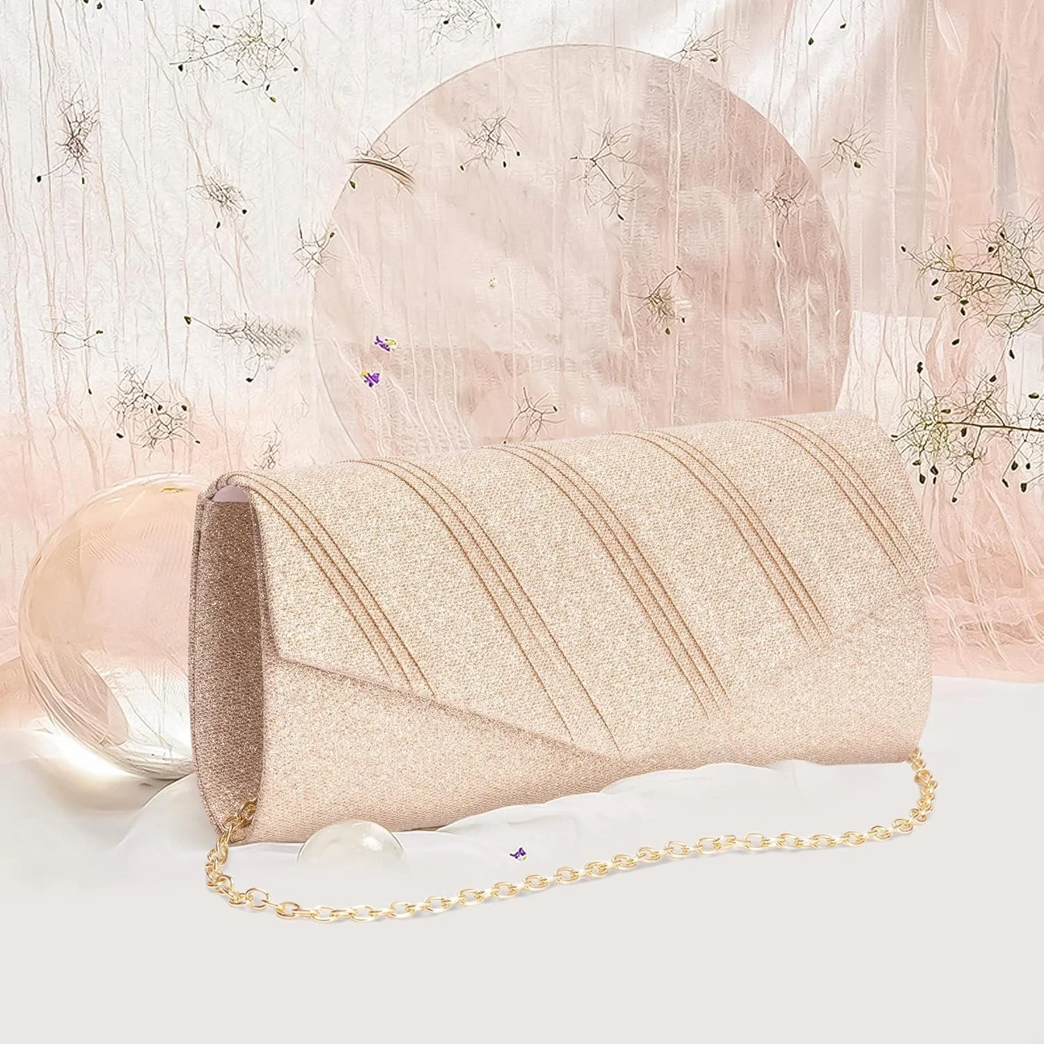 کیف دستی مجلسی شیک زنانه، کیف دستی پاکتی زنانه با بند زنجیری برای مهمانی، عروسی، جشن و مراسم رسمی