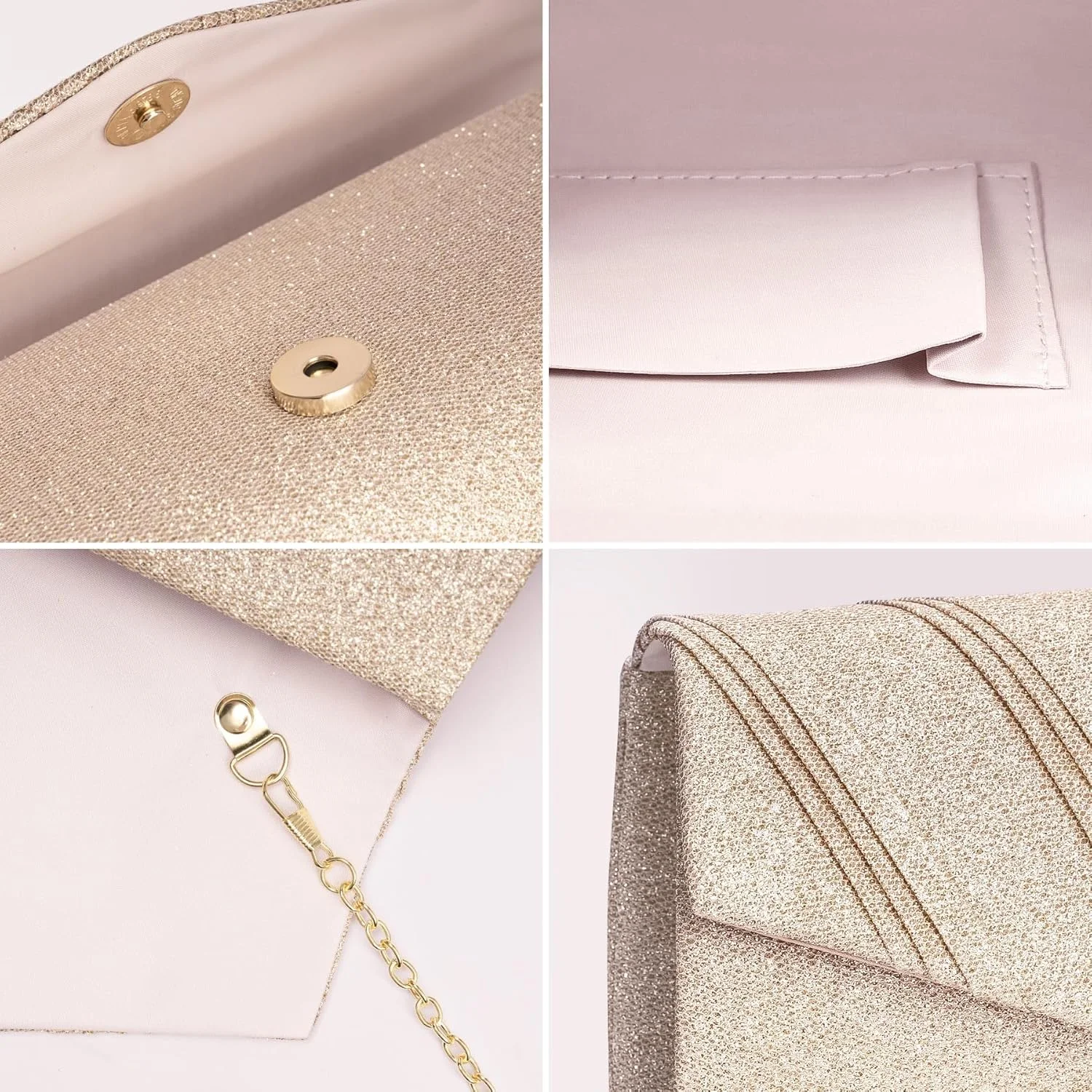 کیف دستی مجلسی شیک زنانه، کیف دستی پاکتی زنانه با بند زنجیری برای مهمانی، عروسی، جشن و مراسم رسمی