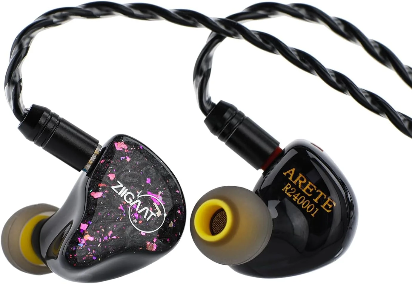 مانیتور داخل گوشی ZiiGaat x Fresh Reviews Arete، هدفون هایبرید 1DD+4BA IEM، ایربادز سیمی گیمینگ، تیونینگ مانیتور استودیو، با کابل IEM جداشدنی برای نوازندگان و علاقه مندان به صدا (مشکی)