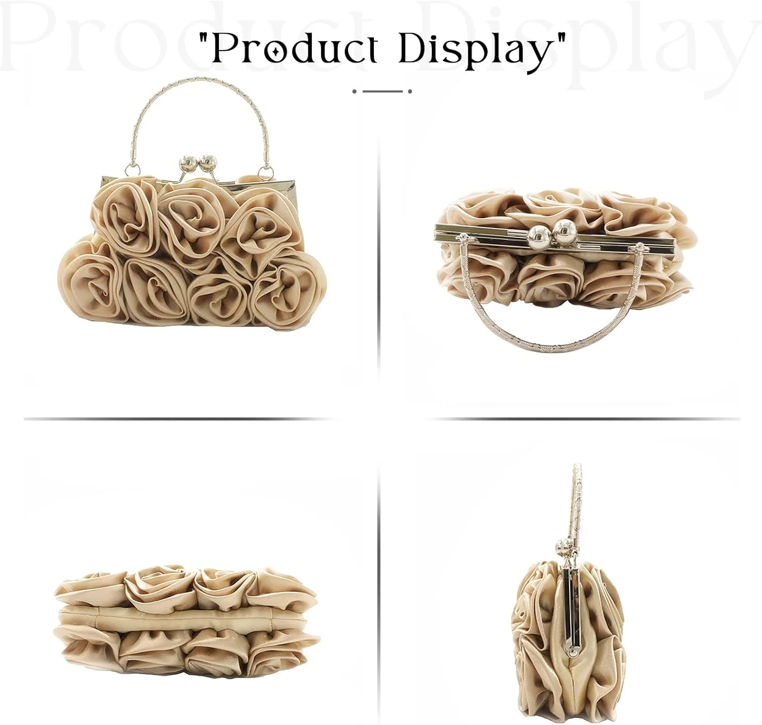 کیف دستی مجلسی زنانه ساتن گلدار کوچک با بند جداشدنی برای عروسی، مهمانی، جشن