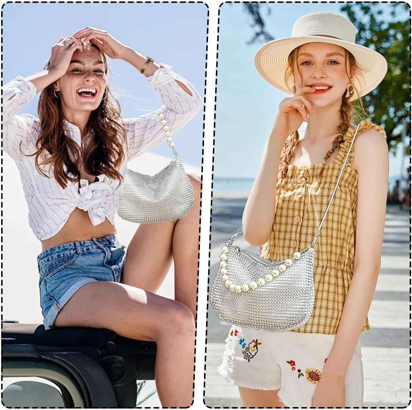 کیف کلاچ نقره ای، کیف دستی مجلسی زنانه نگین دار، کیف دستی براق مهمانی شب، کیف کلاچ عروسی جمع و جور، کیف براق رسمی، برای خانم ها، دختران، مهمانی عروسی شب