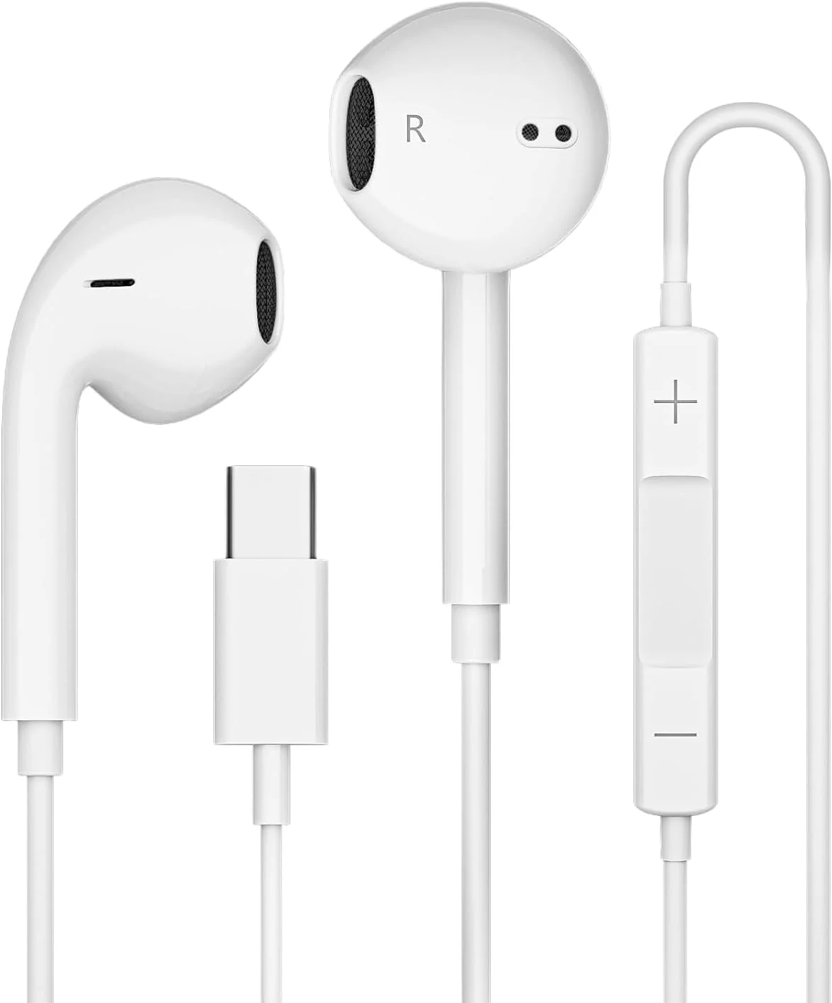 هدفون سیمی تایپ C - هندزفری سیمی USB-C با میکروفون و کنترل صدا، هدست حذف نویز سازگار با آیفون 16/15 پرو مکس، آیپد، گلکسی S25/S24/S23/S22/Ultra Note 10/20، پیکسل 7/6/5/4