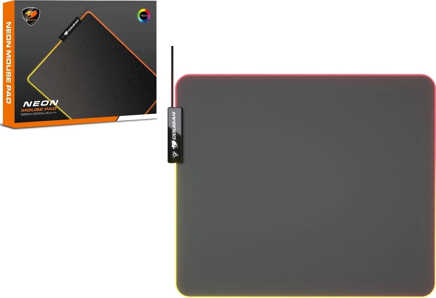ماوس پد گیمینگ RGB کوگار NEON - سایز متوسط (350x300x4 میلی‌متر) | CG-MP-NEON-M-RGB