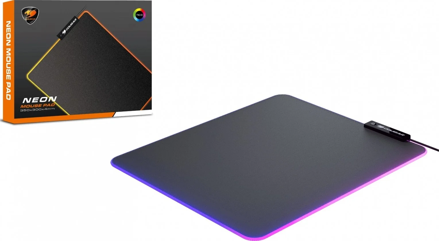 ماوس پد گیمینگ RGB کوگار NEON - سایز متوسط (350x300x4 میلی‌متر) | CG-MP-NEON-M-RGB