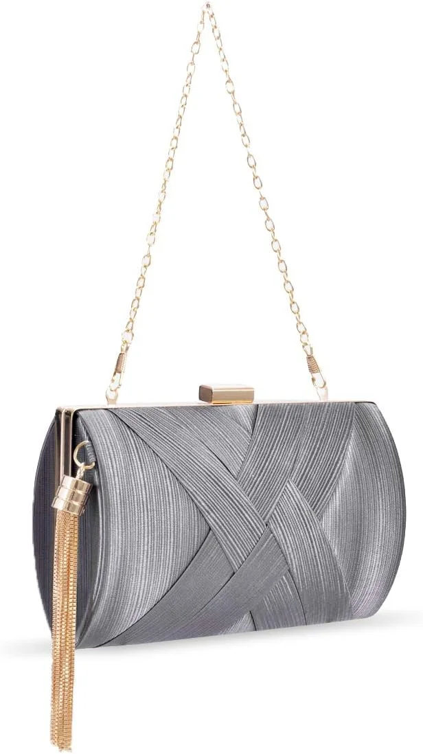 کیف دستی مجلسی شیک زنانه ELECDON - کیف دستی طراح دار برای مهمانی ها، کیف دستی ظریف زنانه (خاکستری)