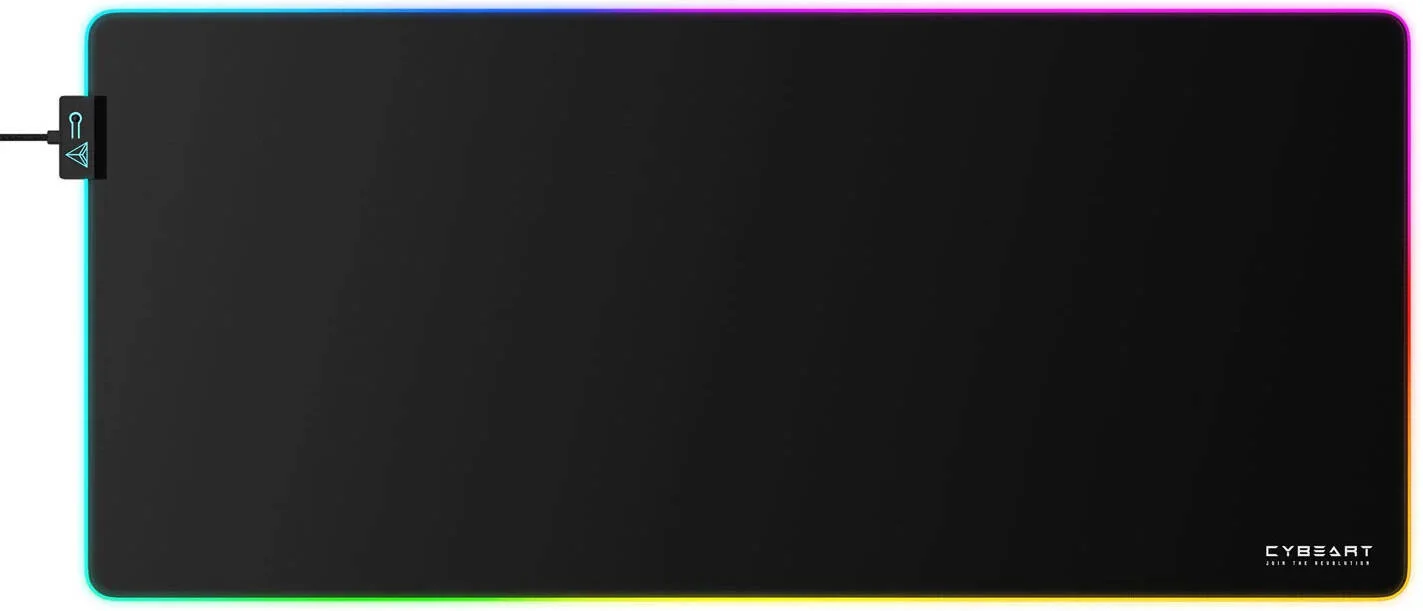 پد ماوس Cybeart Ghost Aurora، نورپردازی LED RGB ممتاز، پارچه میکرو بافت منحصر به فرد، سطح ضد ریزش، لبه های بدون ساییدگی با دوخت تقویت شده، پایه ضد لغزش درجه Esports، XXL، مشکی، | شبح