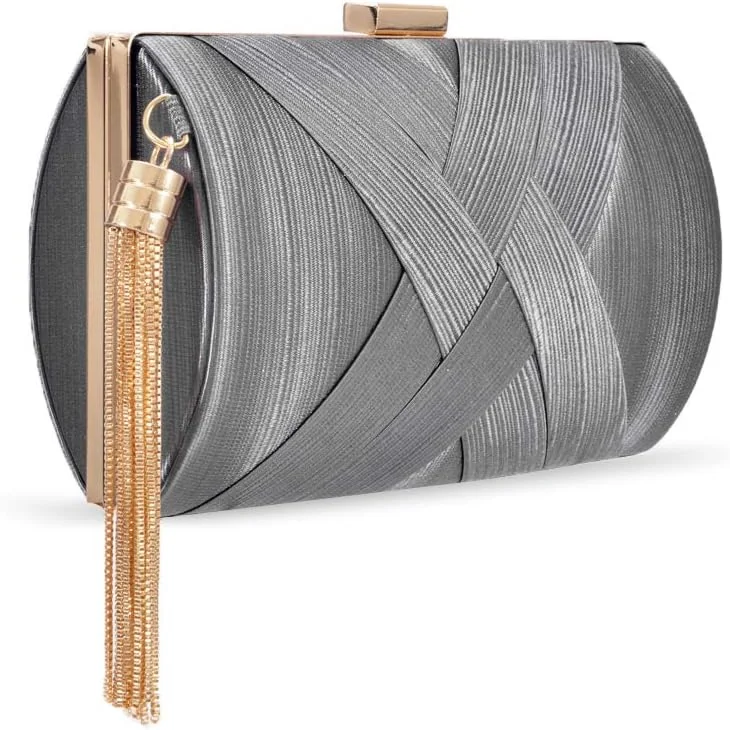 کیف دستی مجلسی شیک زنانه ELECDON - کیف دستی طراح دار برای مهمانی ها، کیف دستی ظریف زنانه (خاکستری) کیف دستی مجلسی شیک زنانه ELECDON - کیف دستی طراح دار برای مهمانی ها، کیف دستی ظریف زنانه (خاکستری)