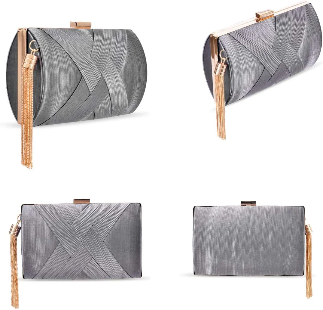 کیف دستی مجلسی شیک زنانه ELECDON - کیف دستی طراح دار برای مهمانی ها، کیف دستی ظریف زنانه (خاکستری) کیف دستی مجلسی شیک زنانه ELECDON - کیف دستی طراح دار برای مهمانی ها، کیف دستی ظریف زنانه (خاکستری)