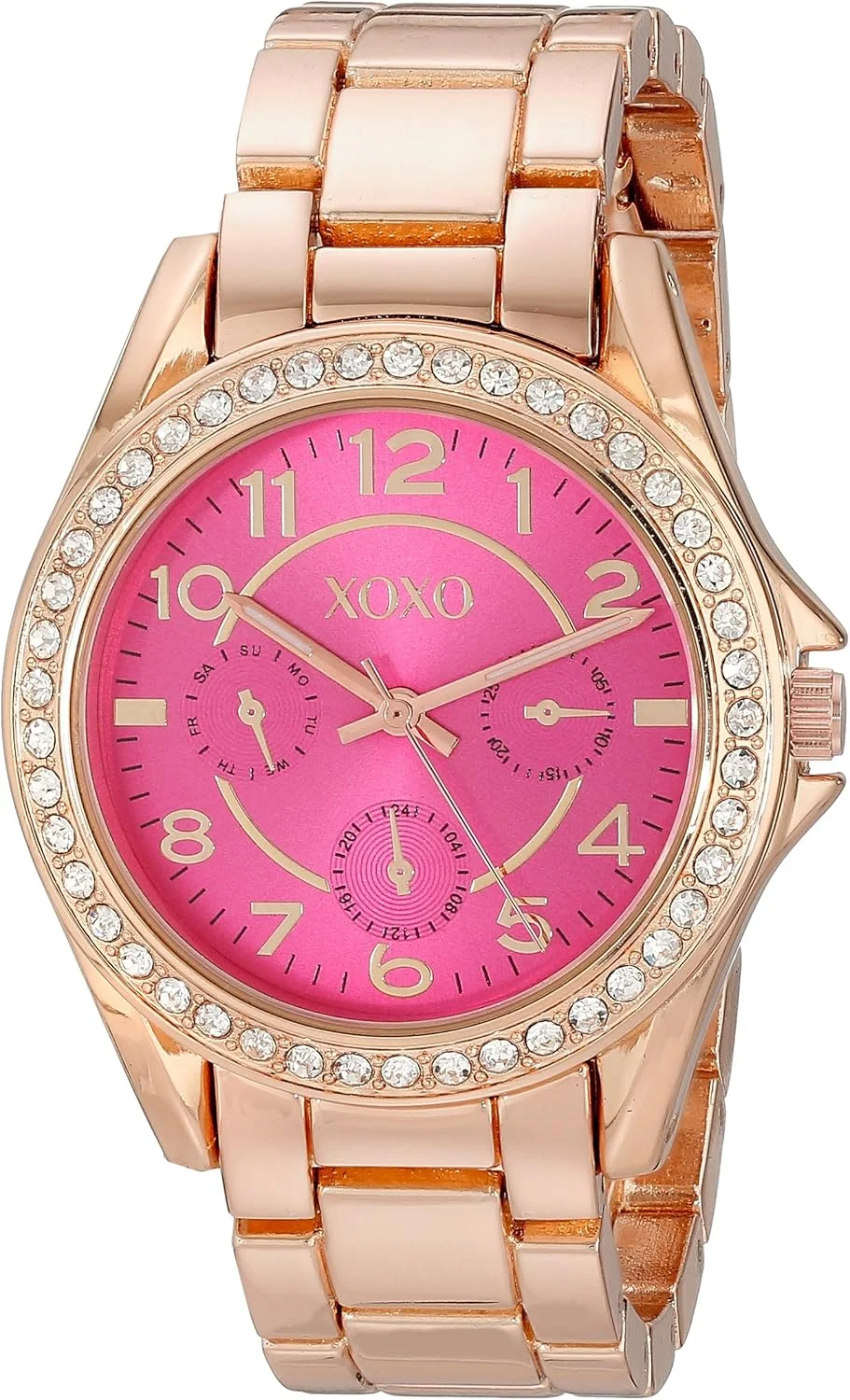 ساعت مچی عقربه ای زنانه آکیوتایم XOXO مدل XO177 با صفحه نمایش آنالوگ و بند روکش طلایی