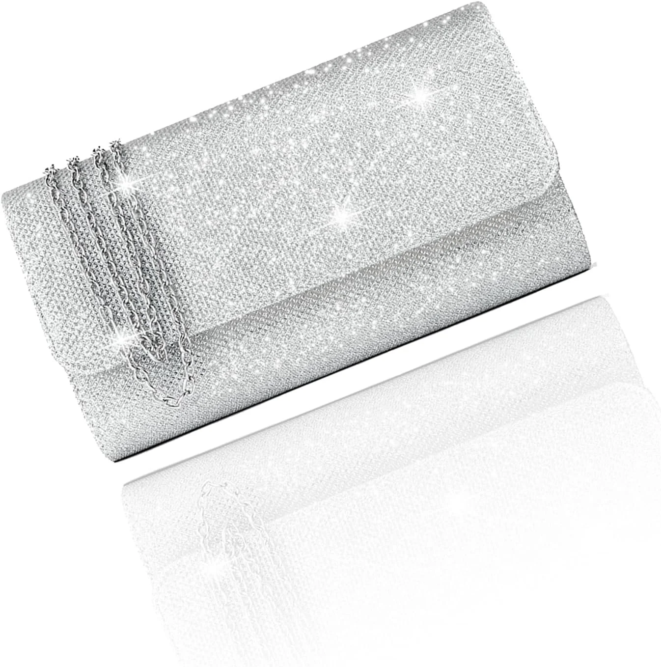 کیف دستی مجلسی زنانه با نگین های درخشان و زنجیر جداشدنی - طراحی پاکتی شیک برای بانوان - اکسسوری جذاب برای شب نشینی یا مراسم رسمی