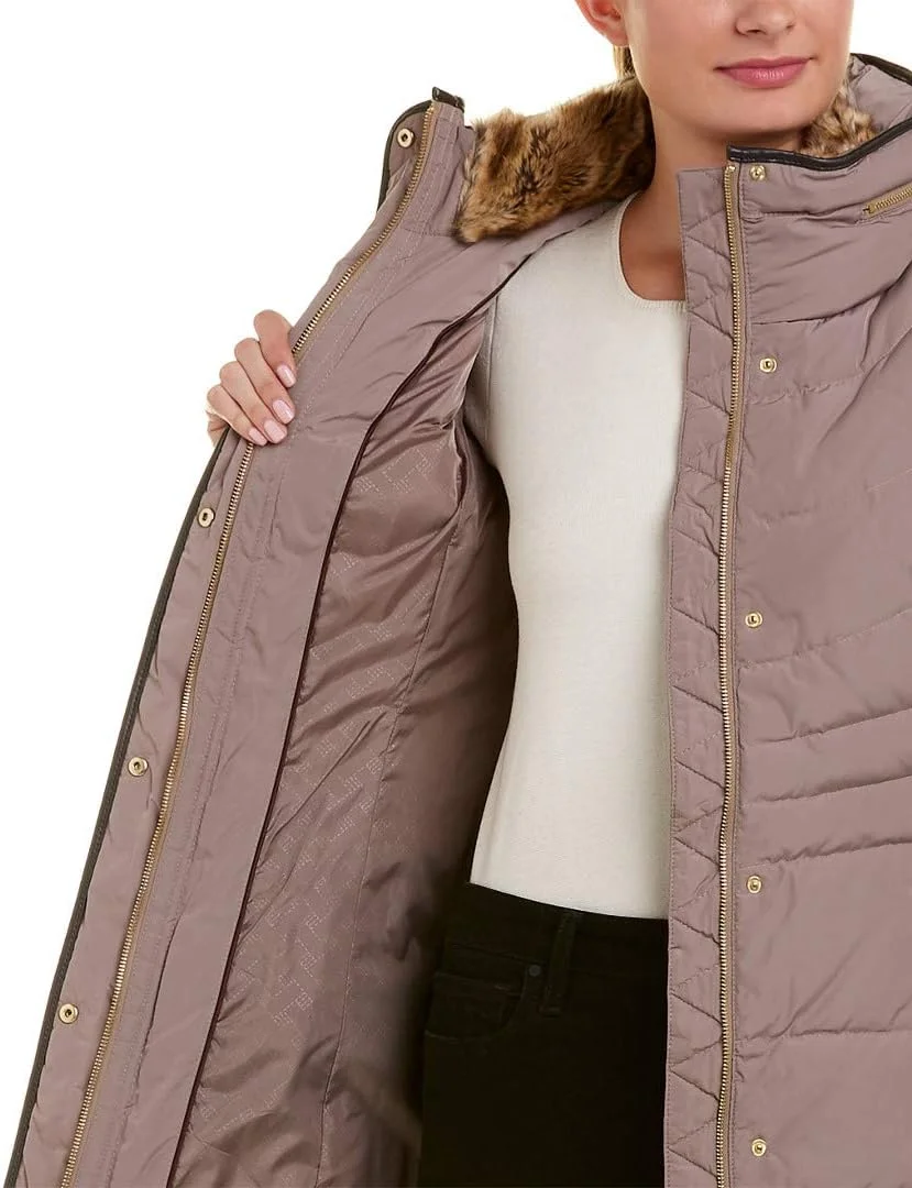 کُت زنانه کُل هان، تافته، با یقه خز مصنوعی