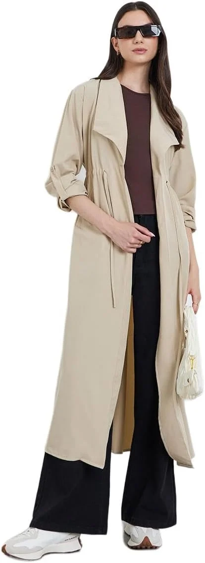 استایلی زنانه کت ترنچ کیمونو آستین جمع‌شو -