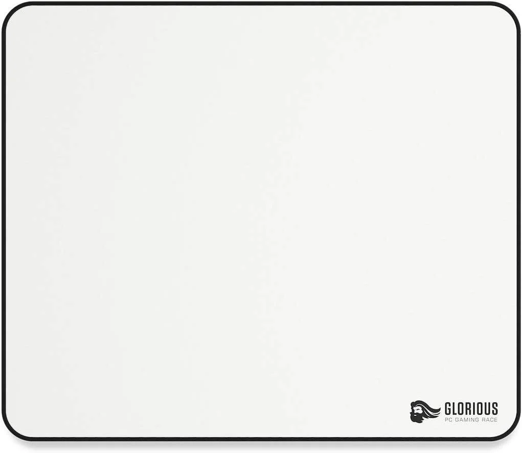ماوس پد بزرگ گیمینگ Glorious، سایز 11"x13"، برای میز / پایه لاستیکی / کامپیوتر، با لبه های دوخته شده، سفید | GW-L
