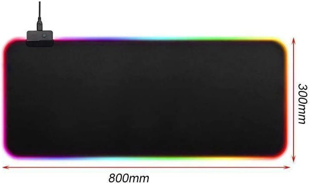 پد ماوس گیمینگ RGB جی ام اس، ابعاد 80x30 سانتی متر، لبه های دوخته شده، 12 حالت نورپردازی، کابل بافته شده، ضد آب، پایه لاستیکی ضد لغزش، مشکی | WT-5