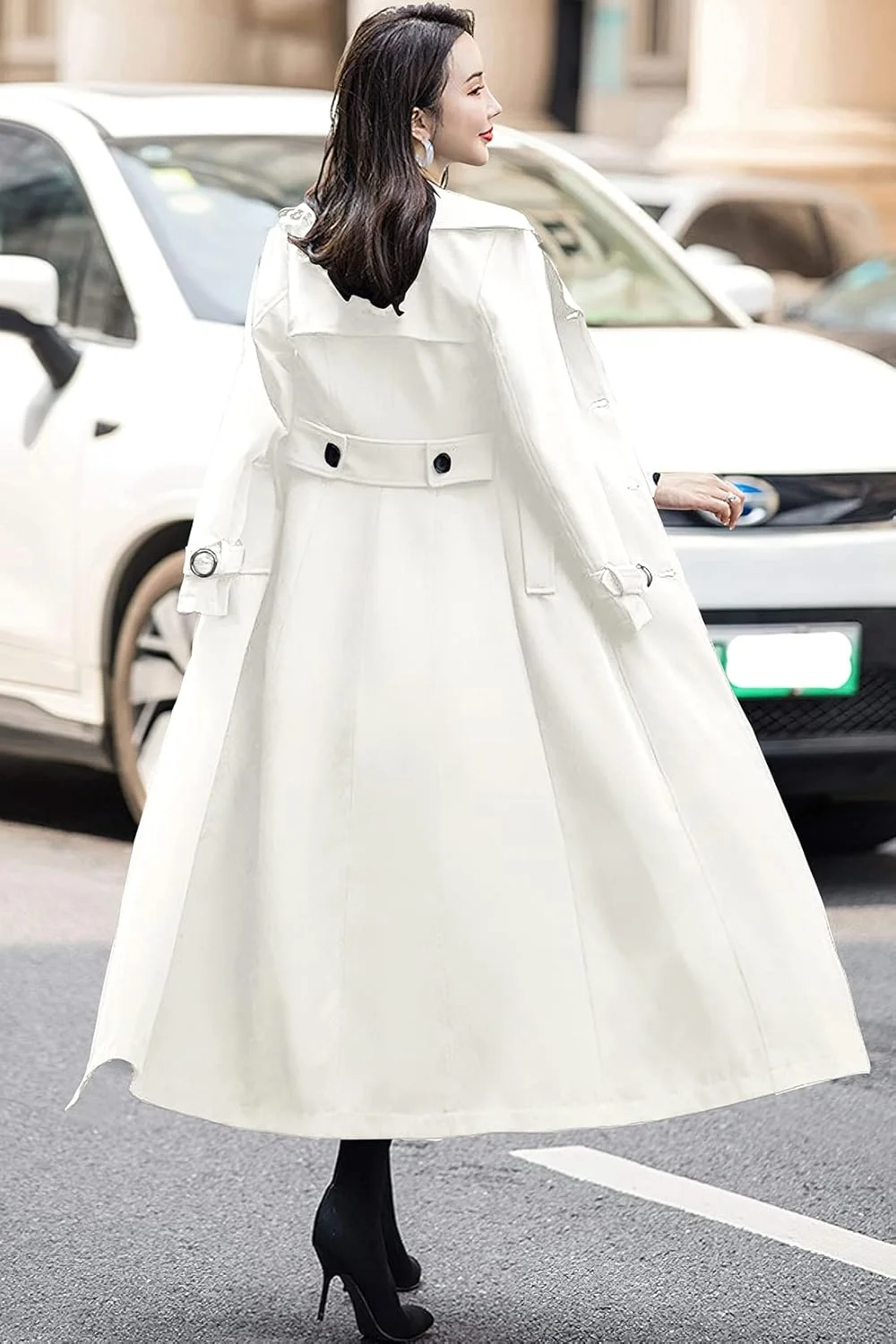 کت ترنچ زنانه دکمه دوبل بلند و باریک کت ترنچ زنانه دکمه دوبل بلند و باریک