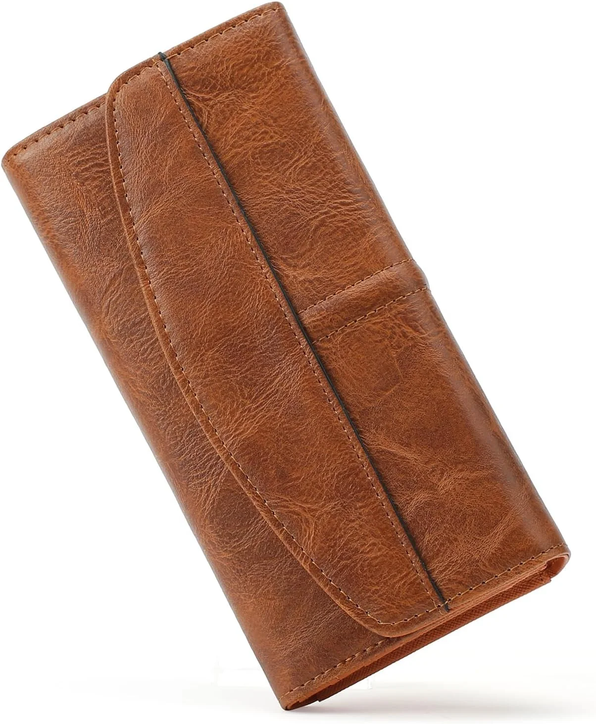 کیف پول چرم زنانه، کیف کلاچ بلند با چندین جای کارت و جیب سکه زیپ دار، نگهدارنده تلفن با ظرفیت بزرگ، قهوه ای کیف پول چرم زنانه، کیف کلاچ بلند با چندین جای کارت و جیب سکه زیپ دار، نگهدارنده تلفن با ظرفیت بزرگ، قهوه ای