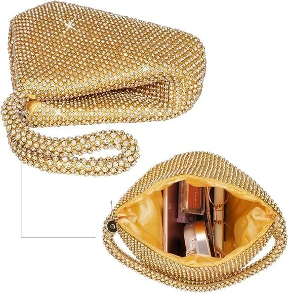 کیف مجلسی زنانه، کیف دستی شب زنانه با طرح مثلثی اکلیلی و درخشان