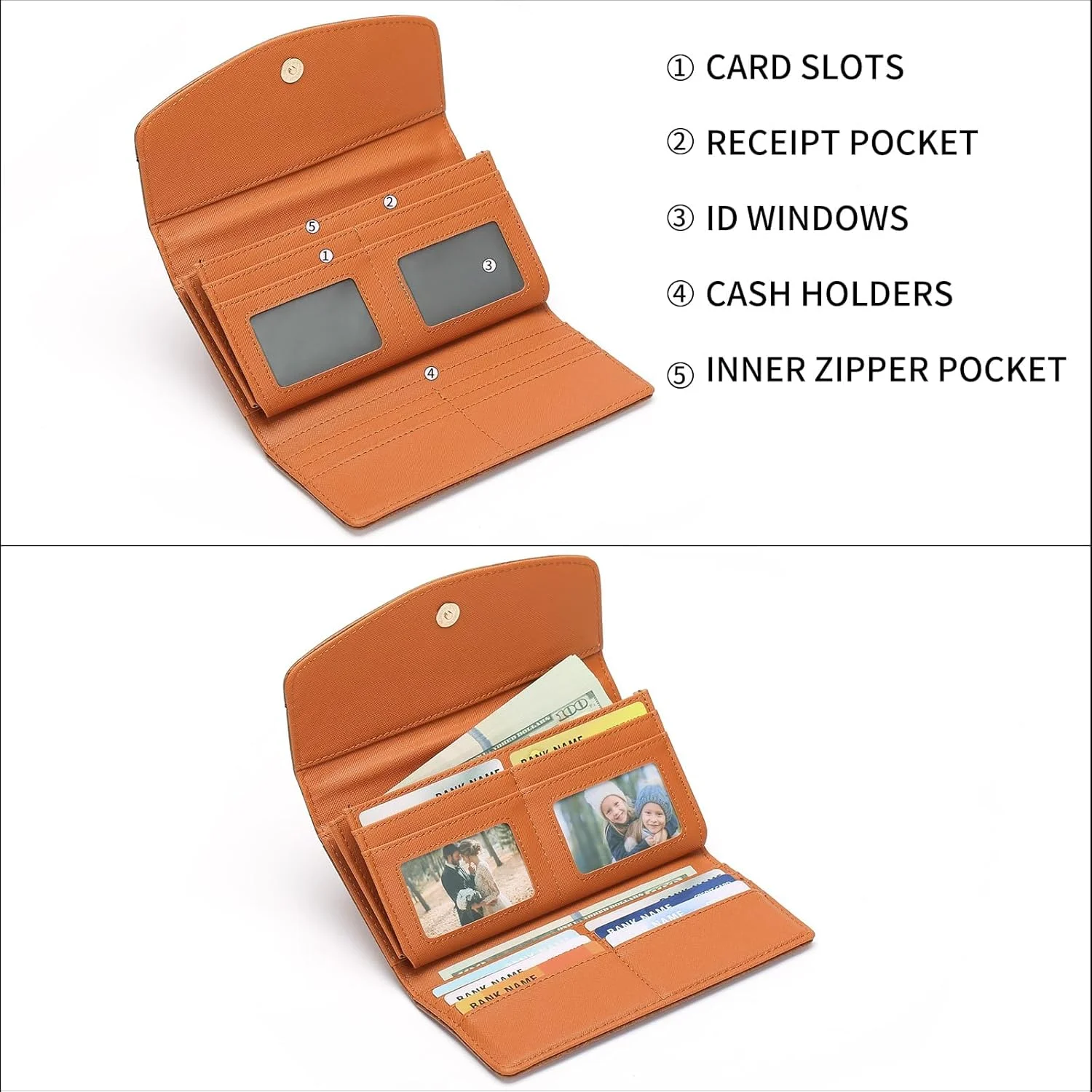 کیف پول چرم زنانه، کیف کلاچ بلند با چندین جای کارت و جیب سکه زیپ دار، نگهدارنده تلفن با ظرفیت بزرگ، قهوه ای کیف پول چرم زنانه، کیف کلاچ بلند با چندین جای کارت و جیب سکه زیپ دار، نگهدارنده تلفن با ظرفیت بزرگ، قهوه ای