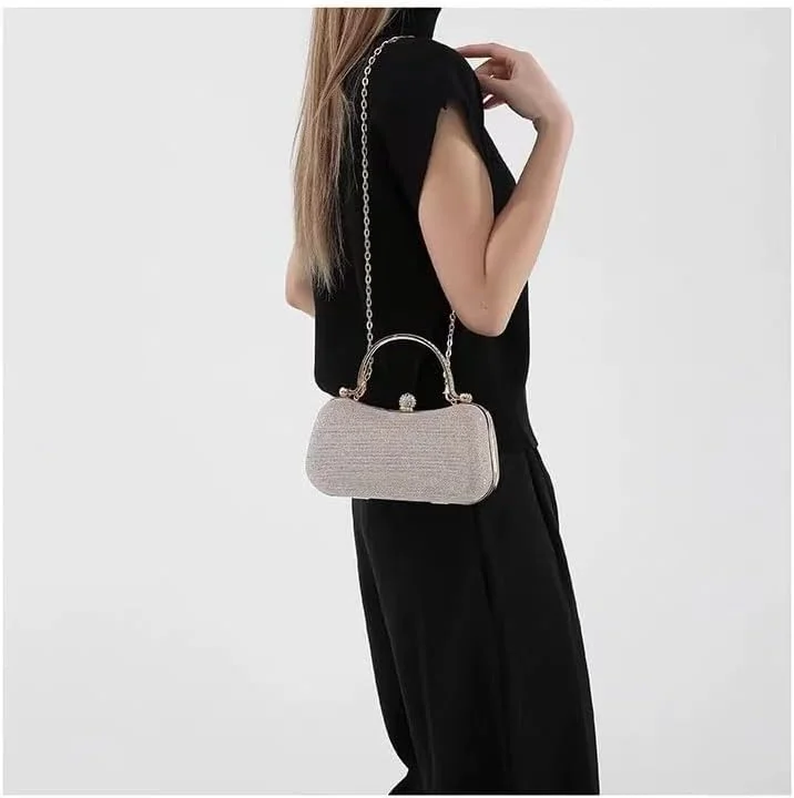 کیف دستی زنجیری پولکی نگین دار لوکس، کلاچ مجلسی زنانه درخشان، انتخابی شیک برای مناسبت های رسمی مانند عروسی و مهمانی