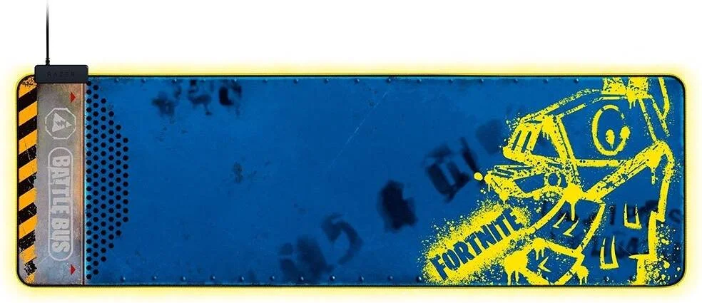 ماوس پد گیمینگ Razer Goliathus Chroma با نورپردازی RGB - نسخه Fortnite، سطح پارچه ای با بافت ریز، پایه لاستیکی ضد لغزش، گیره کابل برای مدیریت کابل، سایز بزرگ، آبی | RZ02-02500800-R3M1