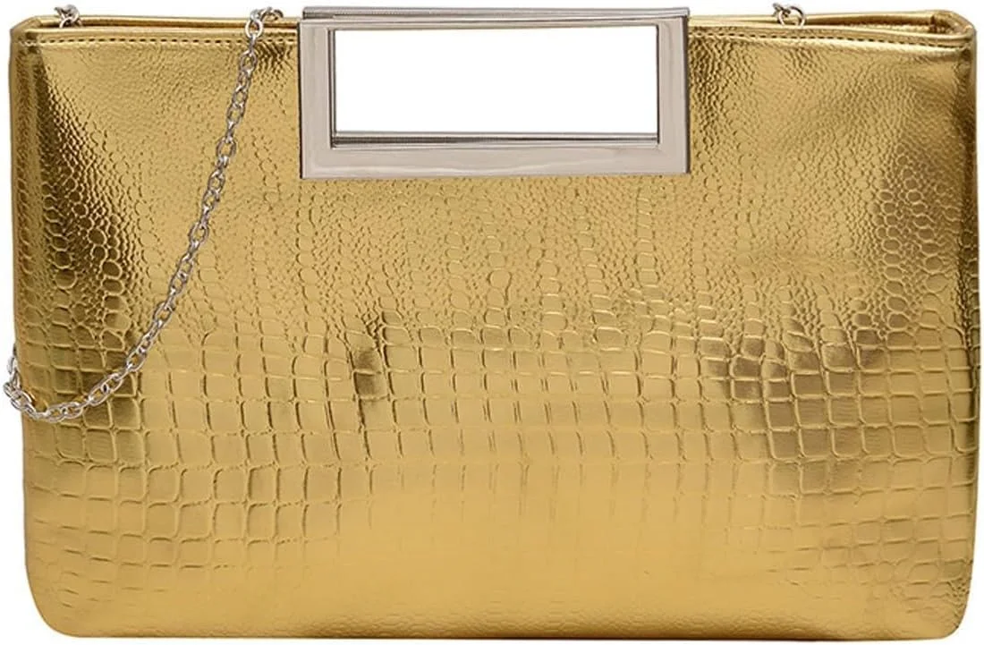 کیف دستی زنانه، کیف شیک چرم مصنوعی با طرح کروکودیل با بند زنجیری جداشدنی، کیف کوچک دوشی، کیف شانه ای مد روز برای مهمانی ها و استفاده روزمره