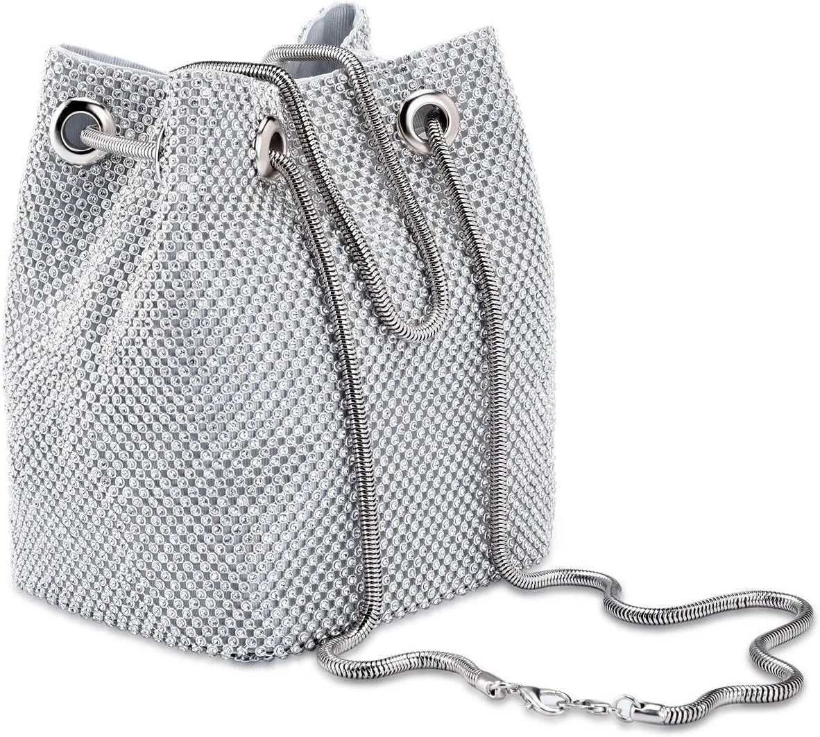 کیف دستی مجلسی زنانه نگین دار، کیف سطلی کوچک، مناسب مهمانی، جشن، عروسی، کیف دوشی و دستی کوچک