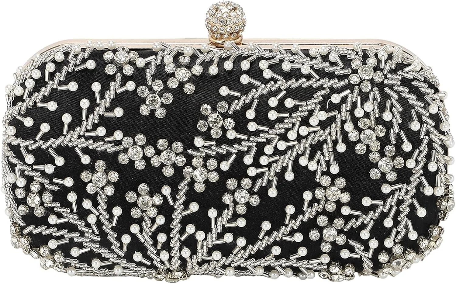 کیف دستی مجلسی زنانه کریستالی، کیف پول پولکی و اکلیلی درخشان، کیف دستی زنانه برای عروسی، مهمانی، کلوپ، مشکی