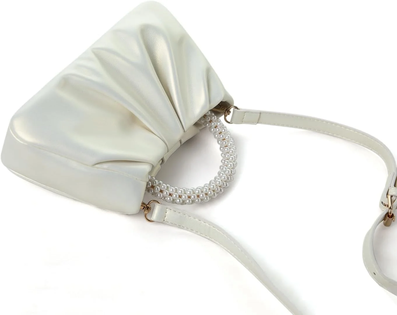 کیف دستی زنانه کوچک مرواریدی، کیف چرم نرم، کیف مجلسی عروسی، کیف کلاچ مهمانی، کیف دوشی