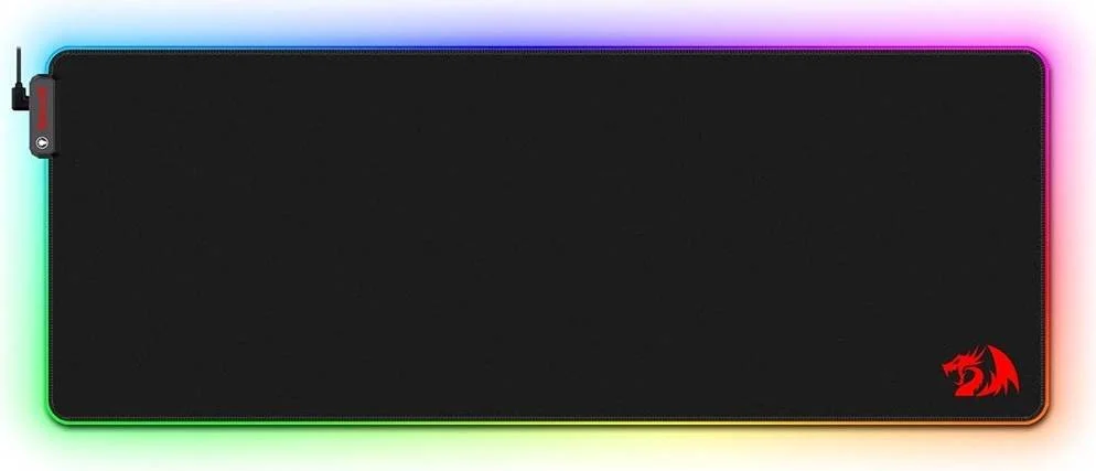 ماوس پد گیمینگ بزرگ Redragon P033 Suzaku RGB LED، ابعاد 800x300x4 میلی متر، سطح نرم و ضد آب، دقت عالی برای بازی های MMO، پایه ضد لغزش، مشکی | P033