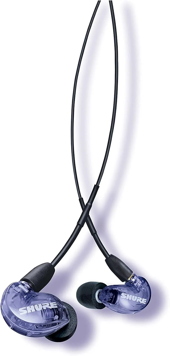 هدفون سیمی حرفه ای Shure SE215 نسخه ویژه PRO - هدفون های عایق صدای حرفه ای، صدای شفاف و باس عمیق، تک میکرو درایور دینامیک، عالی برای موسیقی، بازی و تماس - بنفش