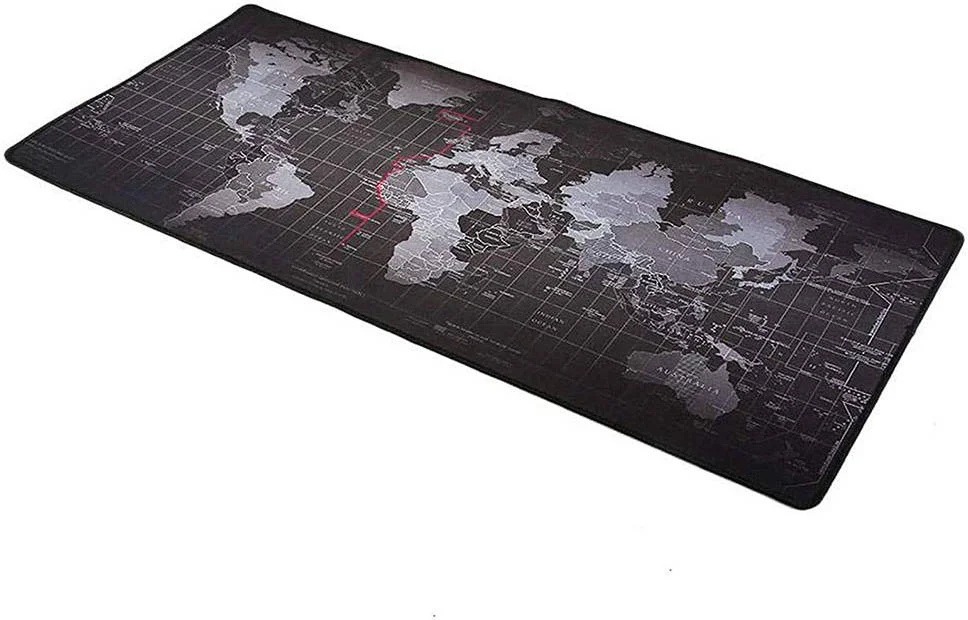 ماوس پد نقشه جهان ضد لغزش روبیک، فوق العاده بزرگ، ابعاد 30x70 سانتی متر، پایه لاستیکی سنگین، مشکی | RB3070BLK-L