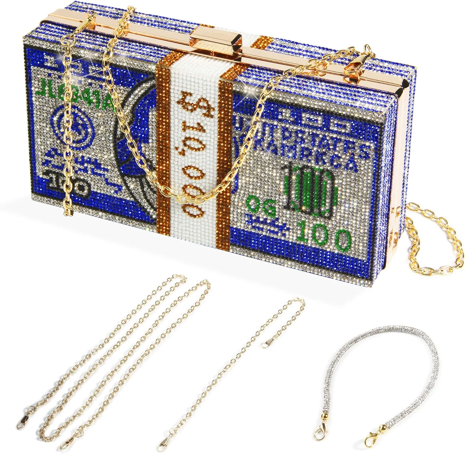 کیف پول کلاچ زنانه با طرح پول و کریستال