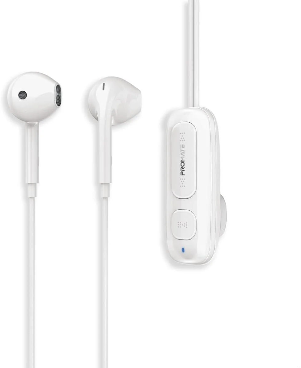 هدفون بلوتوثی پرومیت مدل Latch White، نسخه 5.3، با گیره مغناطیسی، طراحی ارگونومیک داخل گوش، 12 ساعت عمر باتری، ارائه تماس های شفاف، کنترل های بصری، صدای برتر و سازگاری گسترده هدفون بلوتوثی پرومیت مدل Latch White، نسخه 5.3، با گیره مغناطیسی، طراحی ارگونومیک داخل گوش، 12 ساعت عمر باتری، ارائه تماس های شفاف، کنترل های بصری، صدای برتر و سازگاری گسترده