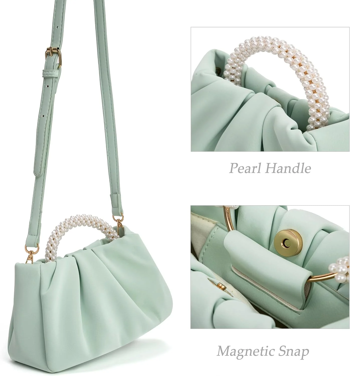 کیف دستی زنانه کوچک مرواریدی Beatfull، کیف چرم نرم، کیف عروسی، کیف کلاچ مهمانی، کیف کراس بادی کیف دستی زنانه کوچک مرواریدی Beatfull، کیف چرم نرم، کیف عروسی، کیف کلاچ مهمانی، کیف کراس بادی