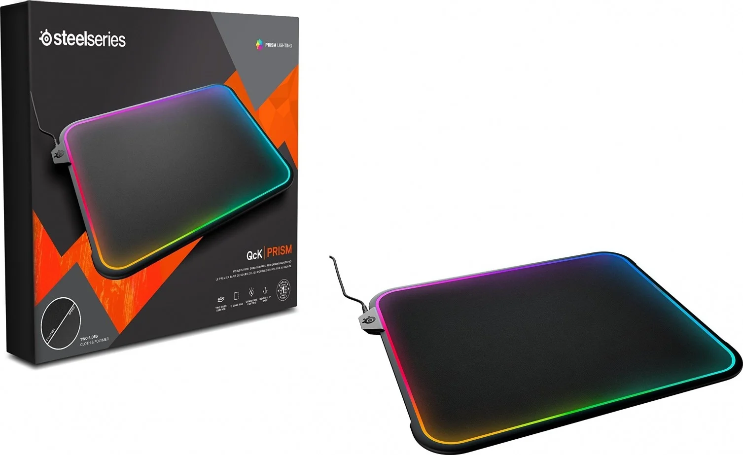 ماوس پد گیمینگ RGB استیل سریز QcK PRISM Cloth با نورپردازی دو ناحیه‌ای، پارچه میکرو بافت، سایز متوسط (320x270x4 میلی‌متر) مشکی | 63825