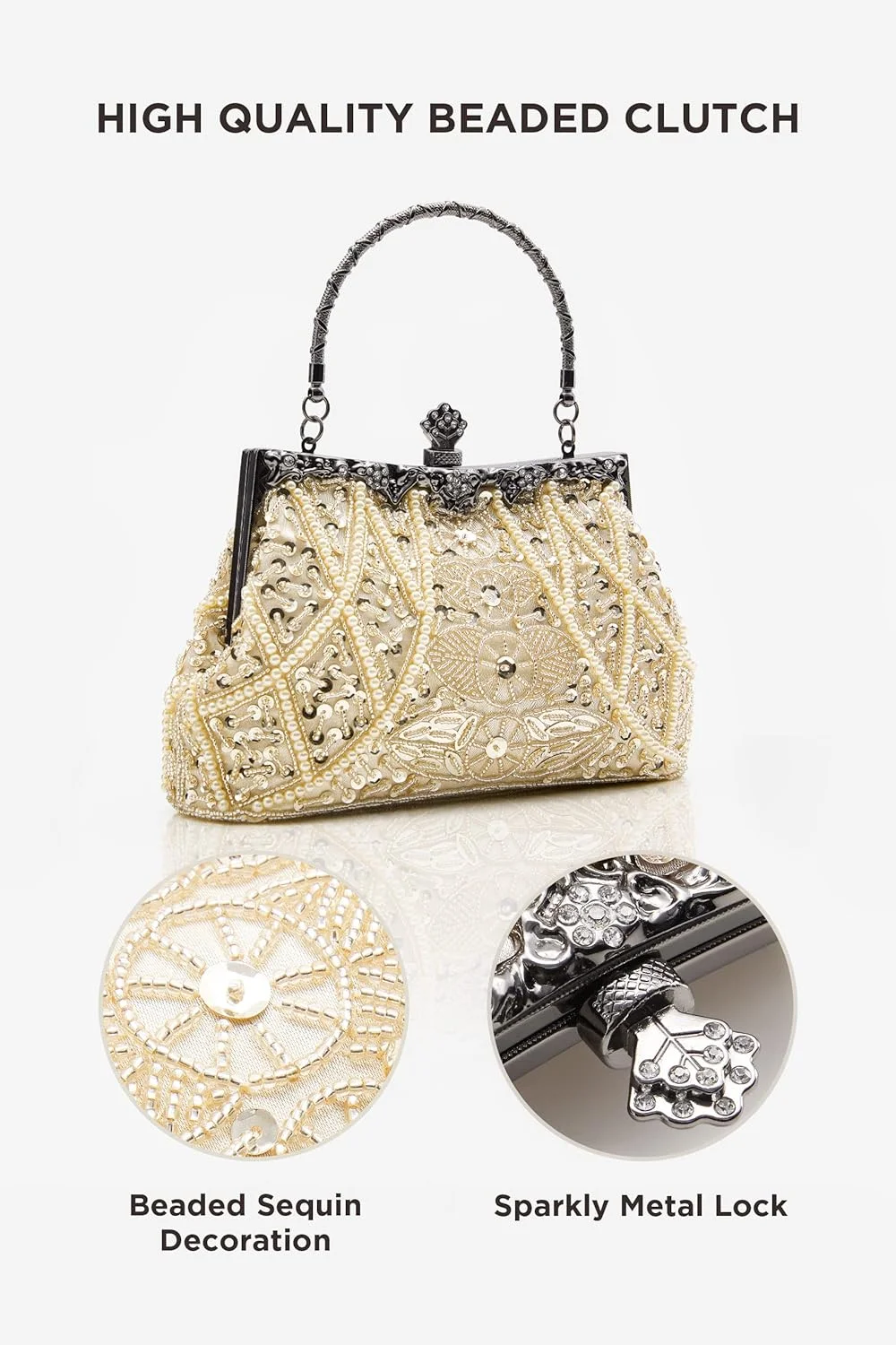 کیف دستی زنانه بابیوند، مدل کلاچ منجوق‌دوزی شده به سبک قدیمی دهه 1920