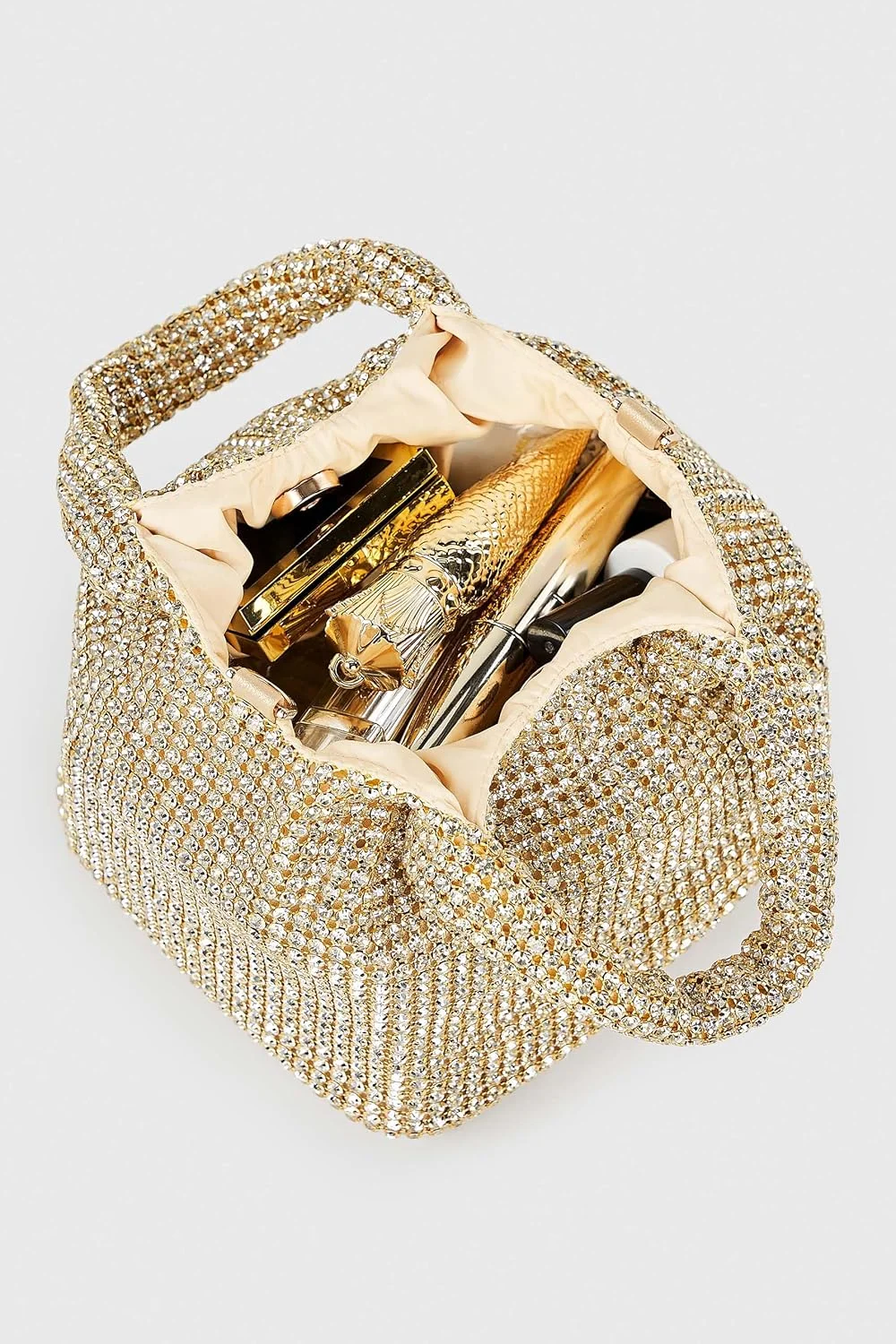 کیف دستی مجلسی زنانه بیبیوند - کیف دستی قابل حمل براق نگین دار برای مهمانی، جشن و عروسی