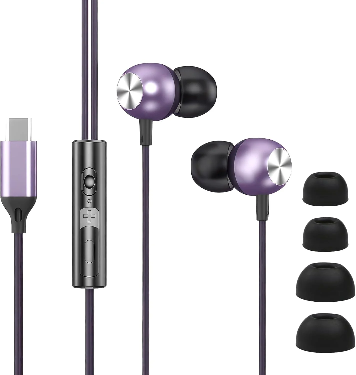 هدفون USB-C نالاکال، هدفون سیمی تایپ C داخل گوشی با ساب ووفر، صدای استریو HiFi، صدای رمزگشایی شده دیجیتال، میکروفون و کنترل صدا، سازگار با دستگاه های USB-C