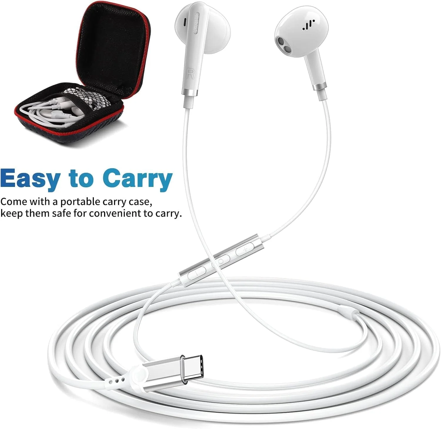 هدفون USB C، هدفون Type C برای 15 Pro Max، iPad Pro (M4)، S24 S23 S22 S21 FE Flip Fold، هدفون سیمی USB-C HiFi استریو با میکروفون و کنترل صدا برای Pixel 7a 6 5 4، OnePlus 10