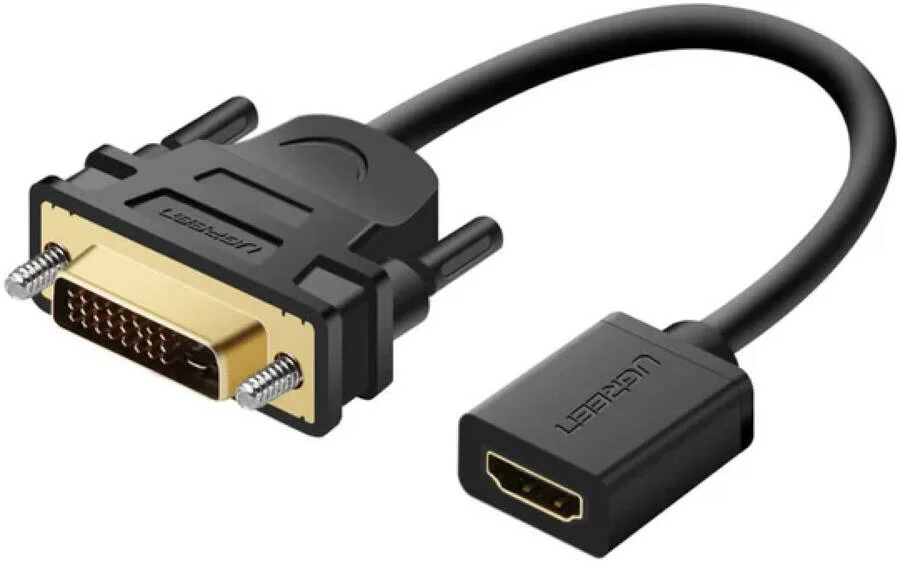 آداپتور کابل نر DVI به ماده HDMI یوگرین 1080P با انتقال داده دو طرفه (22 سانتی متر) | 20118 آداپتور کابل نر DVI به ماده HDMI یوگرین 1080P با انتقال داده دو طرفه (22 سانتی متر) | 20118
