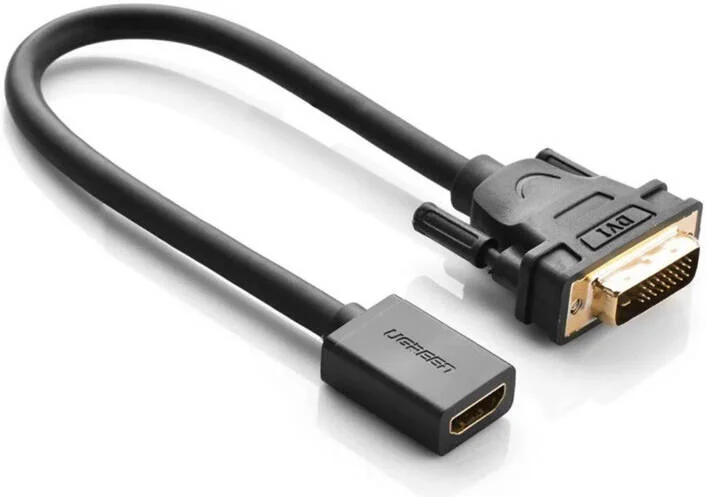 آداپتور کابل نر DVI به ماده HDMI یوگرین 1080P با انتقال داده دو طرفه (22 سانتی متر) | 20118 آداپتور کابل نر DVI به ماده HDMI یوگرین 1080P با انتقال داده دو طرفه (22 سانتی متر) | 20118