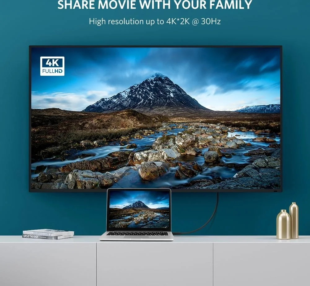 کابل یک طرفه UGREEN 4K UHD DP به HDMI، همگام سازی صدا و تصویر، پشتیبانی از 4K 3D Vision، 1080P@60Hz، انتقال پایدار سیگنال، پهنای باند 2.25 گیگابیت بر ثانیه، طول 3 متر، مشکی | 10203 کابل یک طرفه UGREEN 4K UHD DP به HDMI، همگام سازی صدا و تصویر، پشتیبانی از 4K 3D Vision، 1080P@60Hz، انتقال پایدار سیگنال، پهنای باند 2.25 گیگابیت بر ثانیه، طول 3 متر، مشکی | 10203