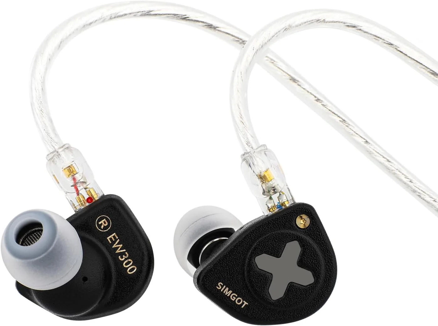 Linsoul SIMGOT EW300 مانیتور داخل گوشی هیبریدی 1DD+1Planar+1PZT، هدفون سیمی IEM، هدفون گیمینگ با نازل های جداشدنی، کابل IEM نقره اندود OFC برای علاقه مندان به صدا (نسخه DSP، با میکروفون)