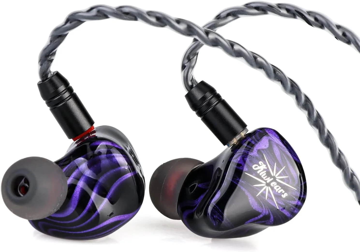 Linsoul Kiwi Ears Quartet مانیتور داخل گوشی هایبرید 2DD+2BA، هدفون HiFi با پوسته رزین پزشکی و کابل IEM نقره اندود OFC جداشدنی برای نوازندگان حرفه ای، دی جی و استودیو