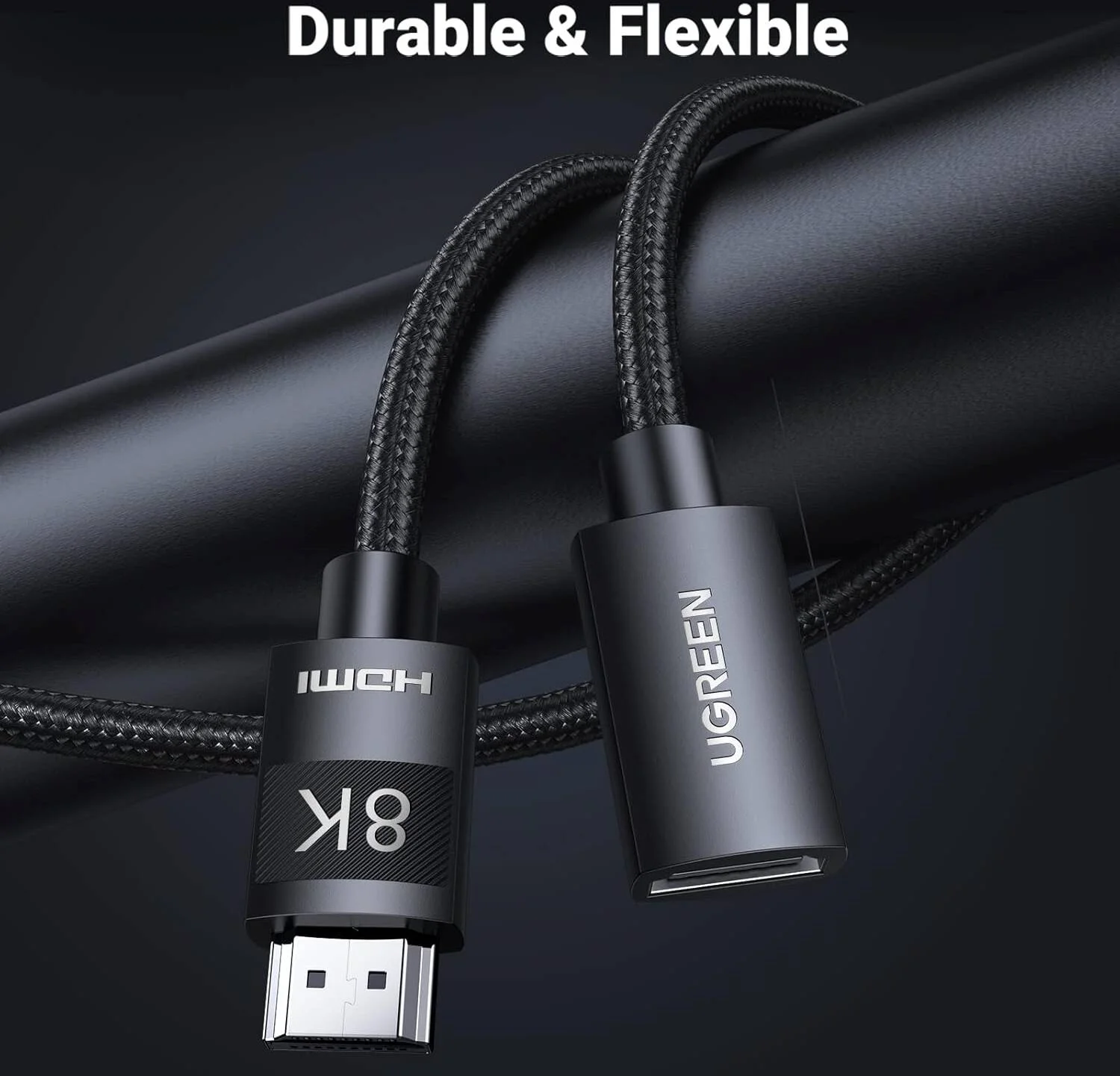 کابل افزایش طول HDMI نر به ماده یوگرین مدل HD151، طول 1 متر، پشتیبانی از 8K@60Hz، 4K، 1080P، 3D، بازگشت صدا، هسته مسی خالص | 40447