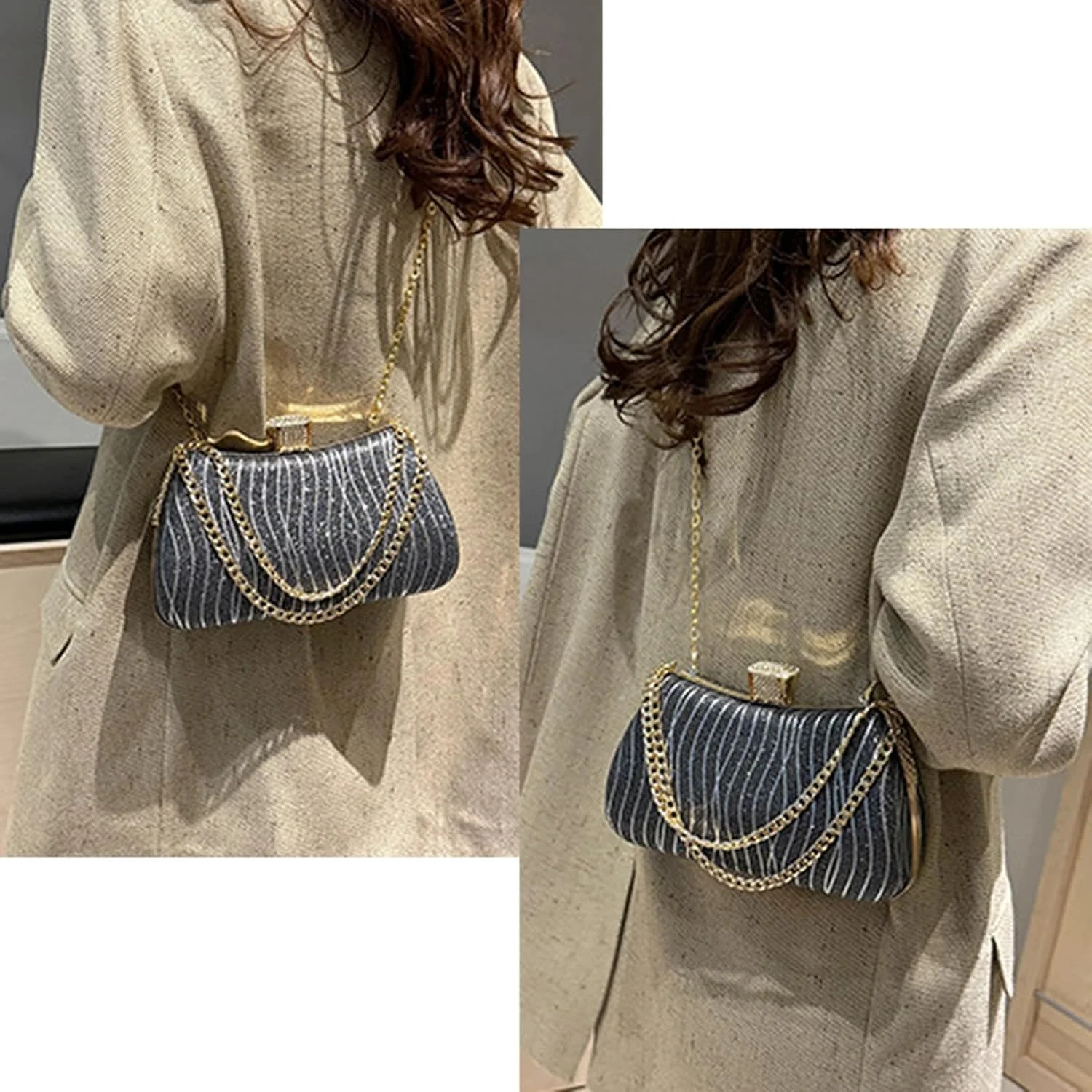 کیف دستی مجلسی شیک زنانه Azonee، کیف و کیف دستی چند منظوره با زنجیر جداشدنی برای زنان، کیف های ایده آل دوشی/کراس بادی برای جشن ها و مناسبت های خاص