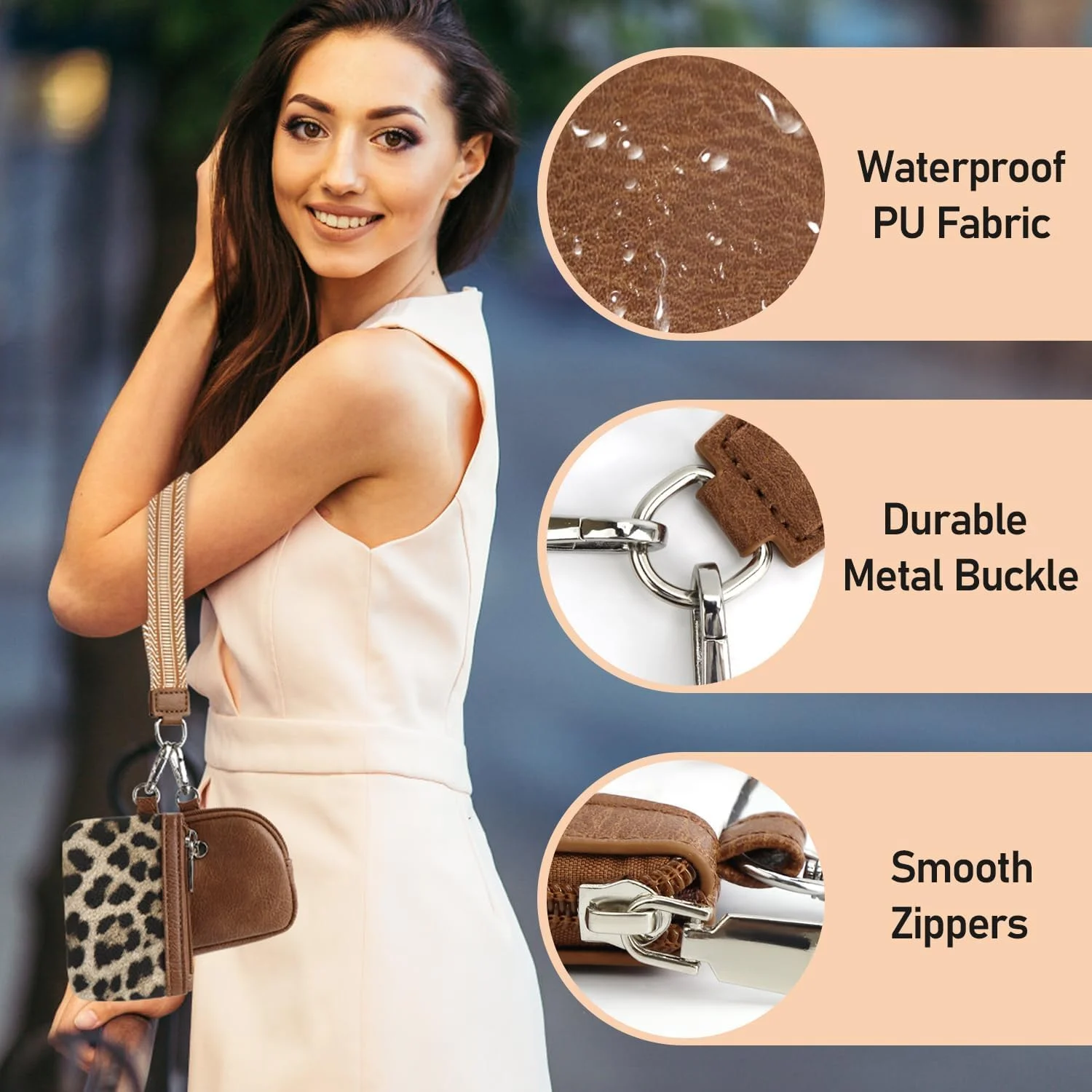 کیف پول مچی کوچک زنانه، کیف پول مچی دو محفظه ای زیپ دار با کیف سکه جداشدنی، کیف کلاچ ضد آب برای کارت، پول نقد، کلید (سکه، رژ لب)