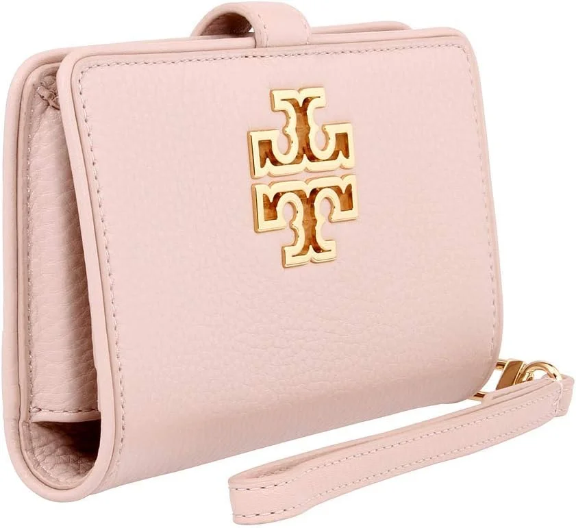 کیف پول موبایل توری برچ مدل Britten با بند مچی و دکمه فشاری، سایز One Size، رنگ بلوطی روشن