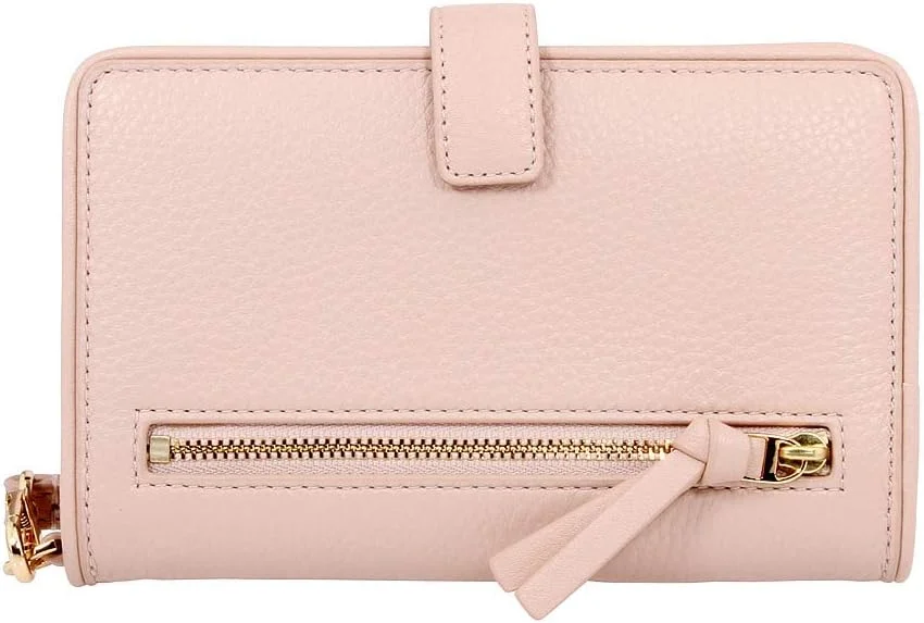 کیف پول موبایل توری برچ مدل Britten با بند مچی و دکمه فشاری، سایز One Size، رنگ بلوطی روشن