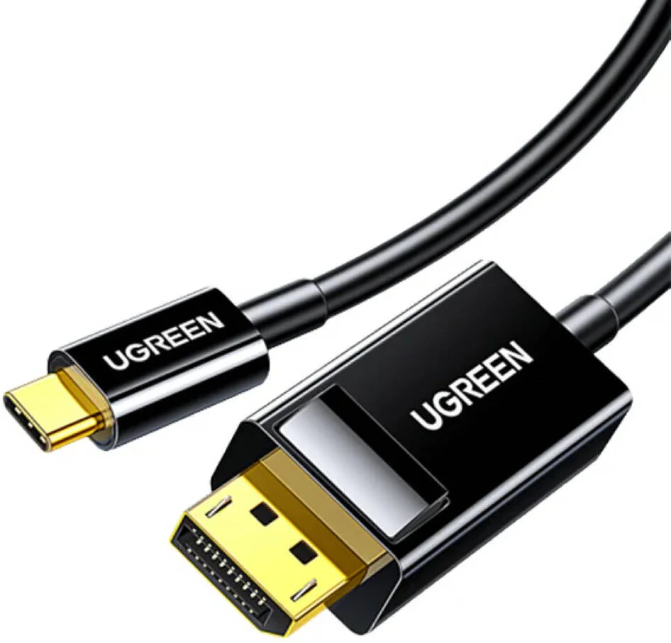 کابل تبدیل USB-C به DisplayPort یوگرین مدل MM139، رزولوشن 4K@30Hz، انتقال صدا و تصویر برای کامپیوتر، لپ تاپ و مانیتور، طول 1.5 متر، کانکتورهای روکش طلا، بدون نیاز به نصب، مشکی | 50994